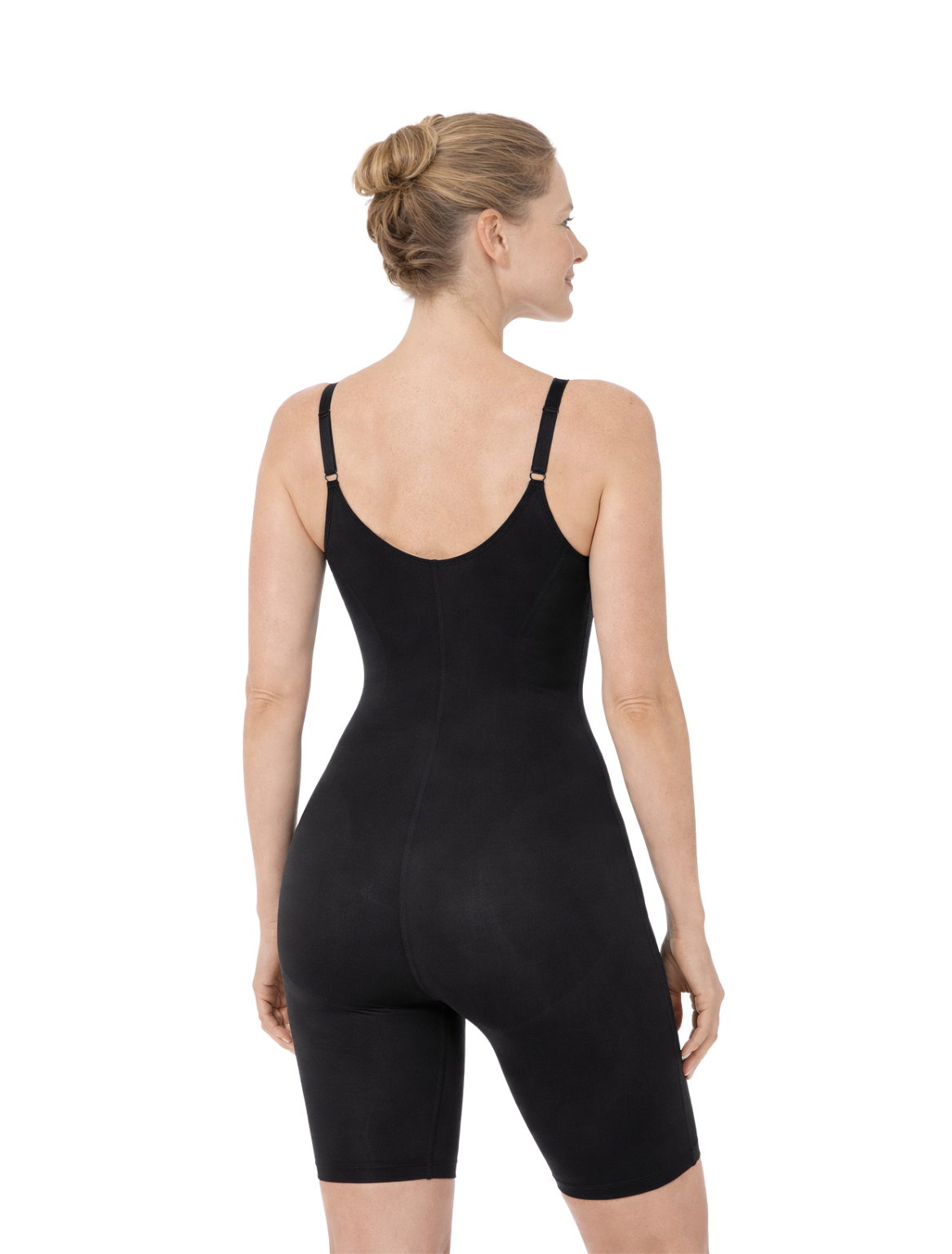 Back view of black Shapeify The Curve Bodysuit with seamless finish and supportive fit